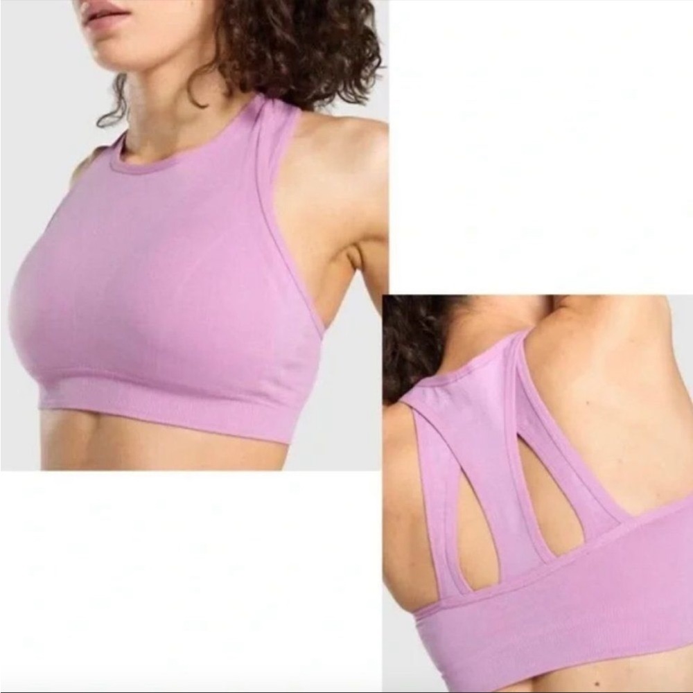 GYMSHARK high neck sports bra purple size medium